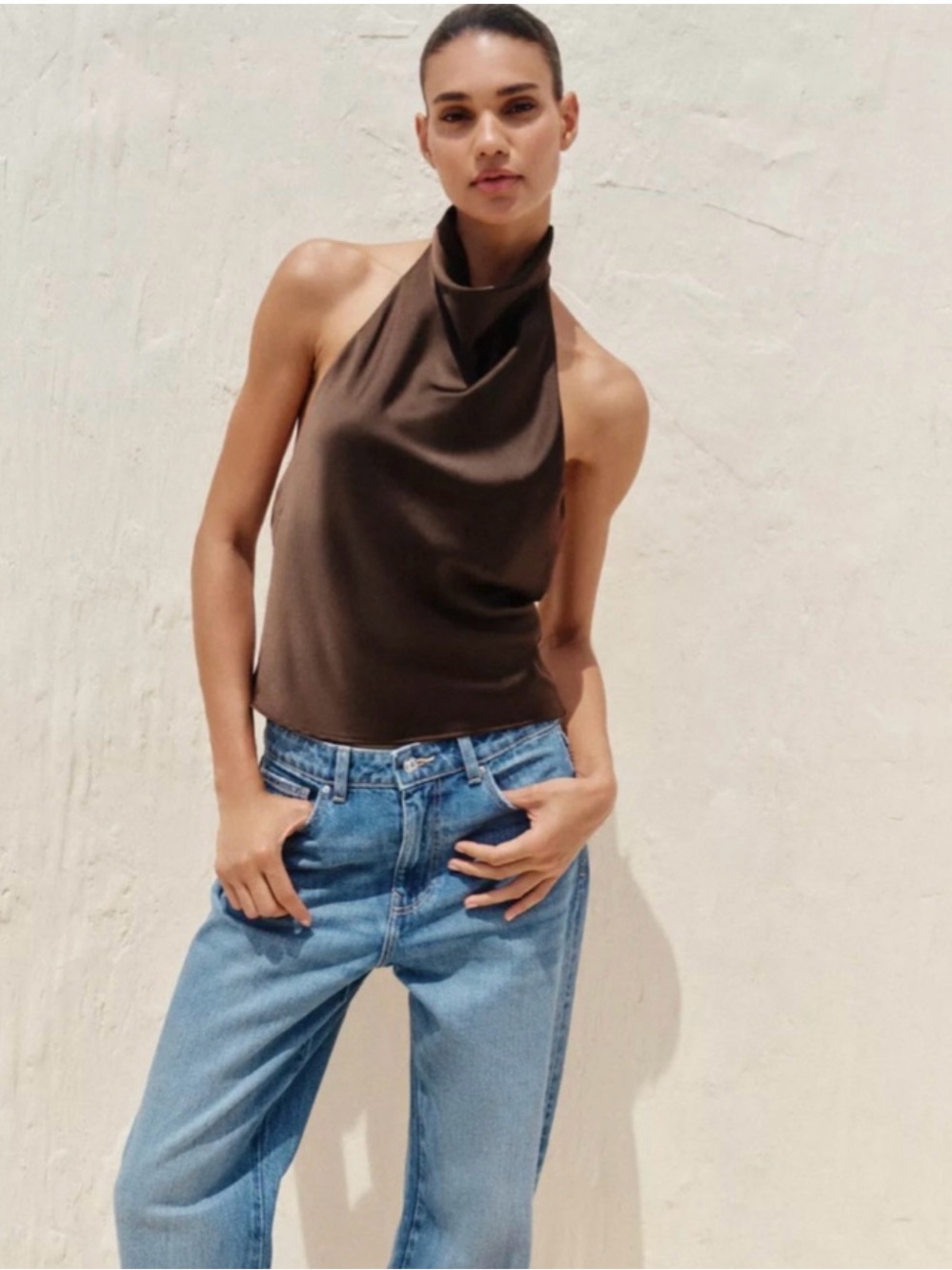 Zara Dark Brown Halter Top